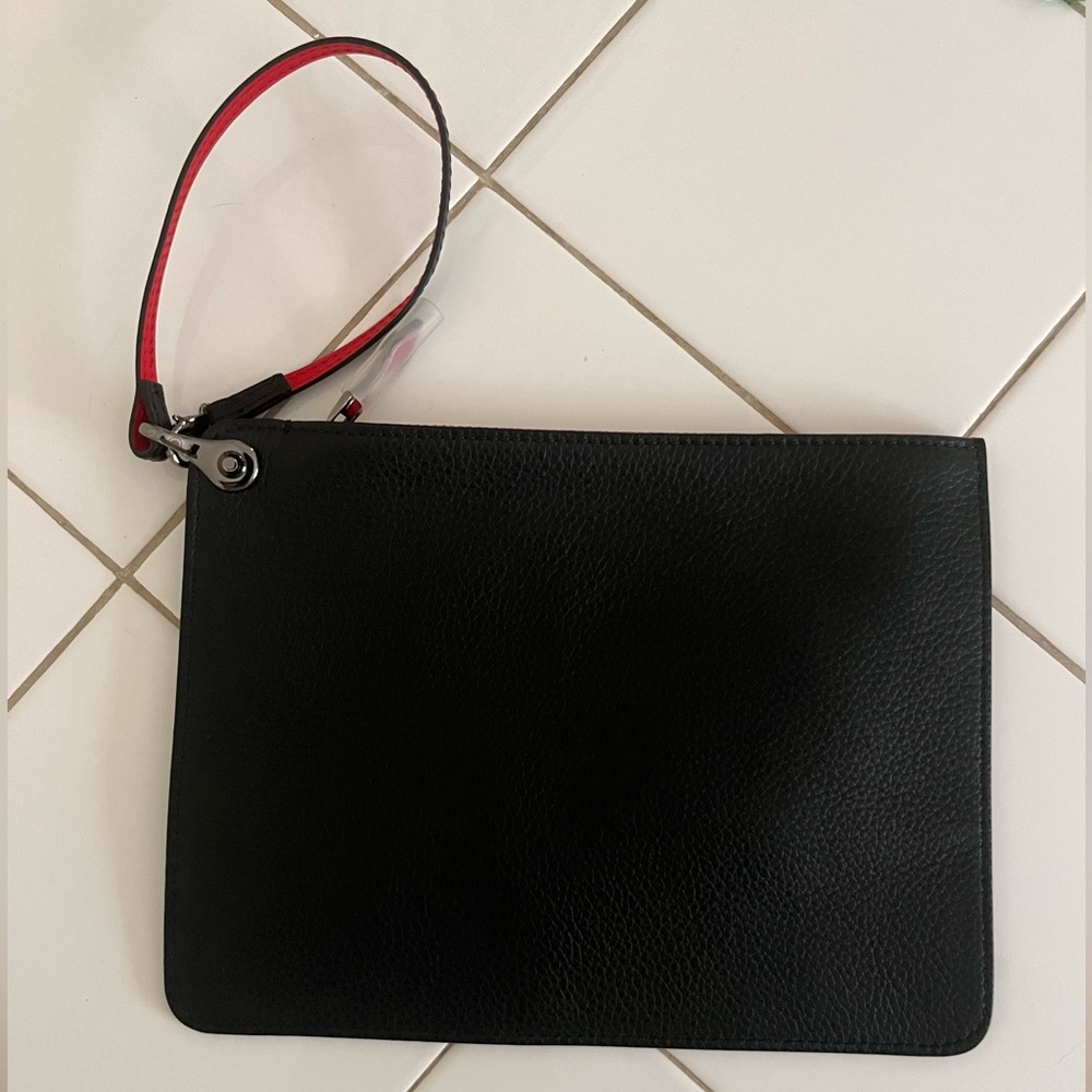 Christian Louboutin Small Black and Red Leather Pouch